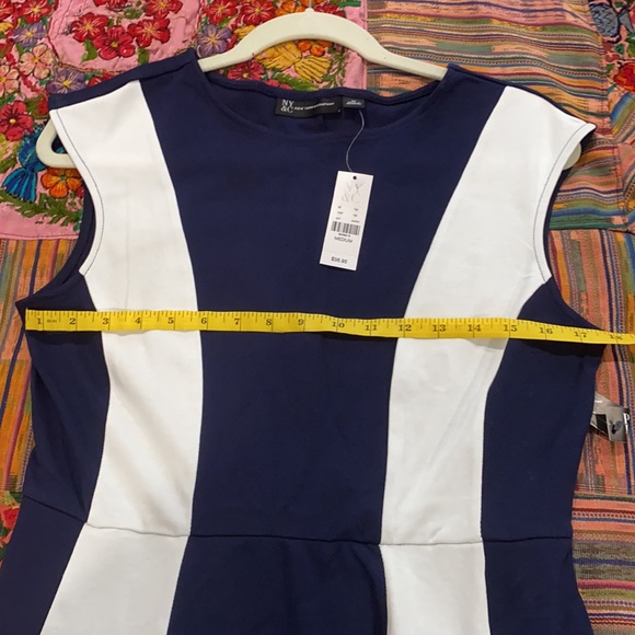 NY&Co front stripe dress white navy women M NWT - Picture 9 of 13
